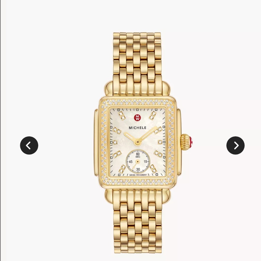 Michele Deco Mid 18K Gold-Plated Diamond Watch